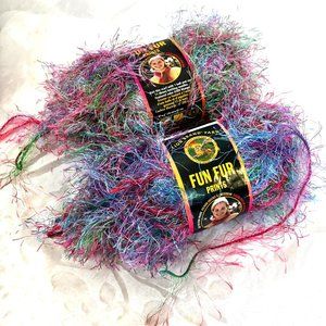 Tropical Eyelash Yarn Fun Fur Lion Brand Yarn Bundle of 2
